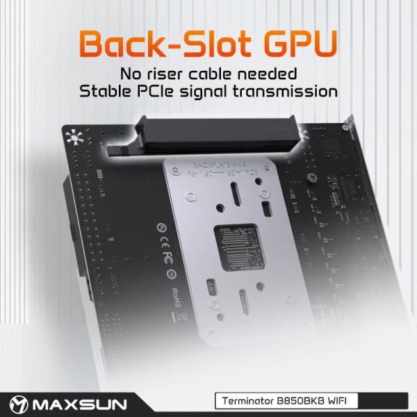Maxsun представила компактную плату с изнаночным разъёмом для видеокарт — MS-Terminator B850 BKB WiFi