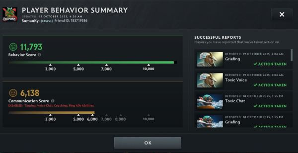 ATF апнул 1200 порядочности в Доте за месяц. Теперь он может писать в чат