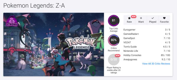 Поймаем их всех: Критики хвалят Pokemon Legends: Z-A за "смелость"